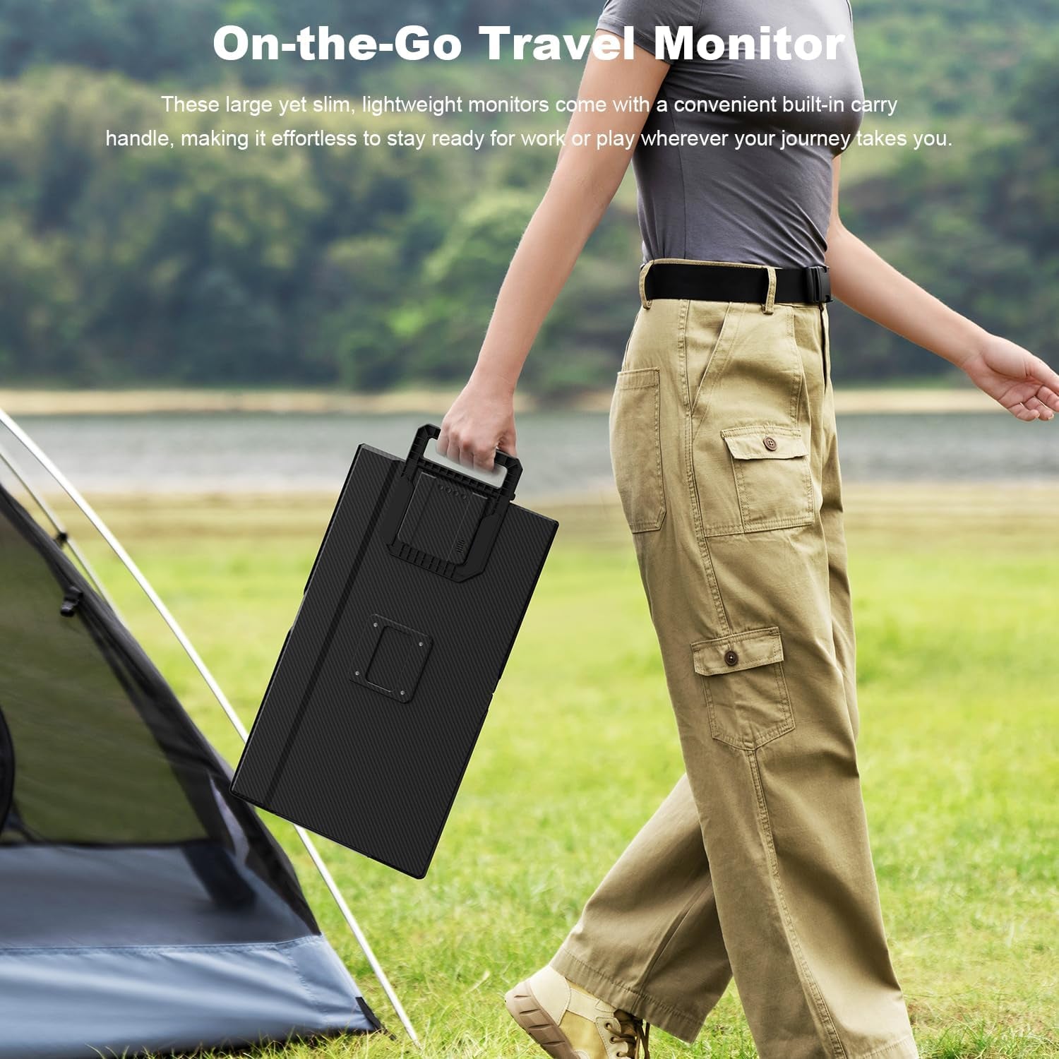 24" Large Portable Monitor, 1080P FHD 100Hz Laptop Screen Extender, 125% Srgb IPS Monitor Extender, USB C HDMI Office Gaming with Detachable Stand, Travel Monitor for Window MAC Phone Xbox Switch